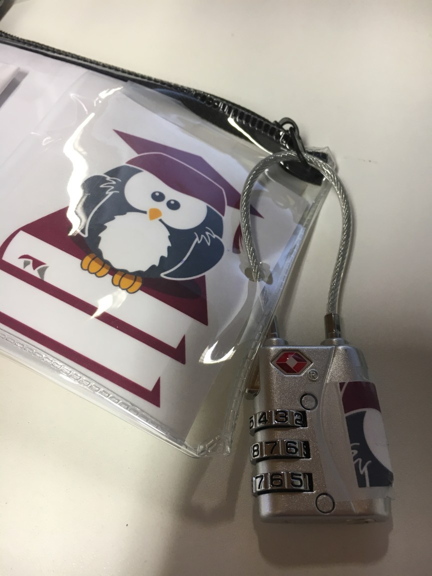 pencil case with three digit combination padlock